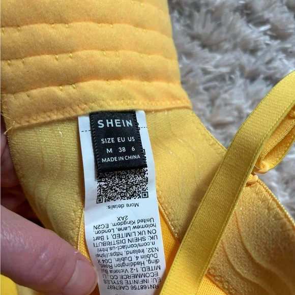 Yellow Floral Appliqué Bustier Crop Top Size M - Picture 5 of 7